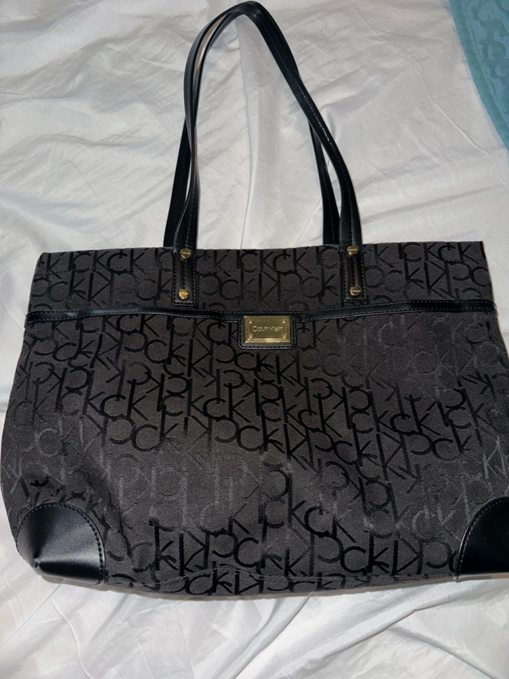 Calvin Klein Black CK Logo Jacquard Tote